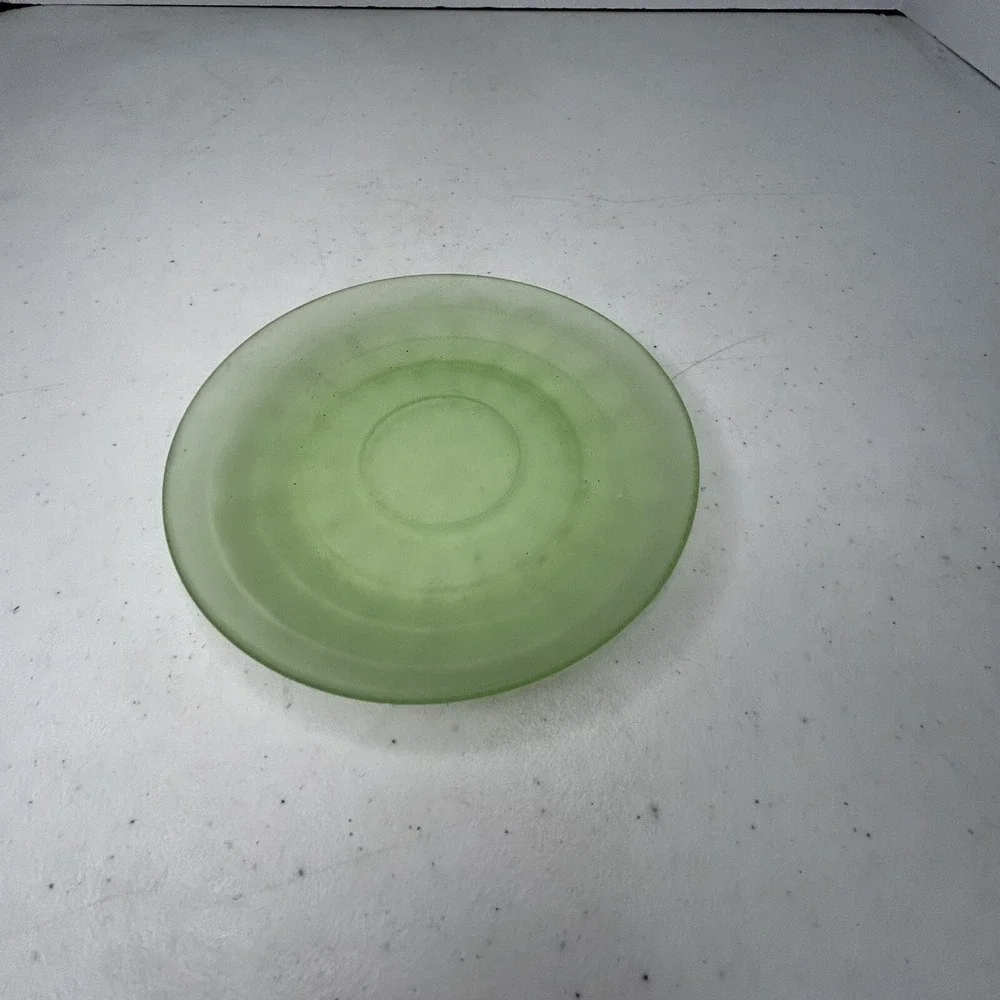 Green Uranium Depression Glass Salad Plate‎ – Frosted Vintage Glow